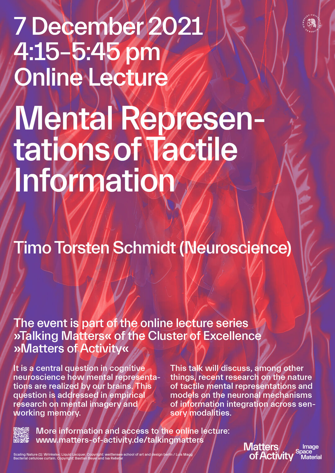 Scaling Nature (1): Wrinkles«: Liquid Lacquer. Copyright: weißensee school of art and design berlin / Luis Magg | Bacterial cellulose curtain. Copyright: Bastian Beyer and Iva Rešetar
