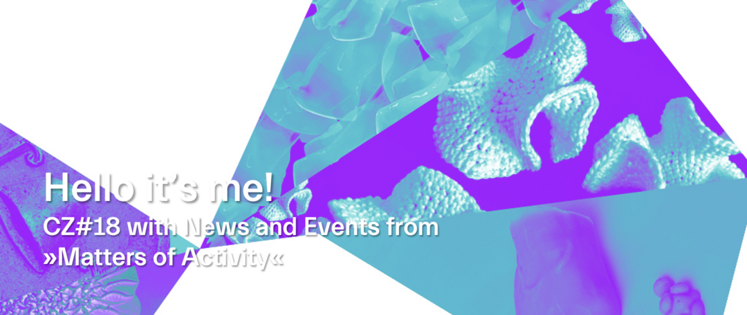 »The Analog in the Digital Age« Key Visual MoA Annual Conference, 11 November 2020.<br />
From Left to Right: Medallion commemorating Lorenzo de’ Medici: Felt hat and two daggers, after 1537. Copyright: Arthor’s Archive; E. Coli Colony Biofilm. Copyright: Michelle Mantel for »Matters of Activity«; Bacterial Curtain. Copyright: Bastian Beyer and Iva Rešetar; Crochet Model of a Hyperbolic Plains. Copyright: Regine Hengge; Wax Mulages. Copyright: Michelle Mantel for »Matters of Activity«.
