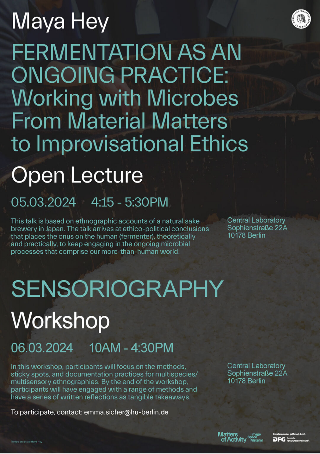 Image in the background: Shubo (酒母), literally sake mother, is a starter culture that takes weeks to cultivate. Copyright: Maya Hey
