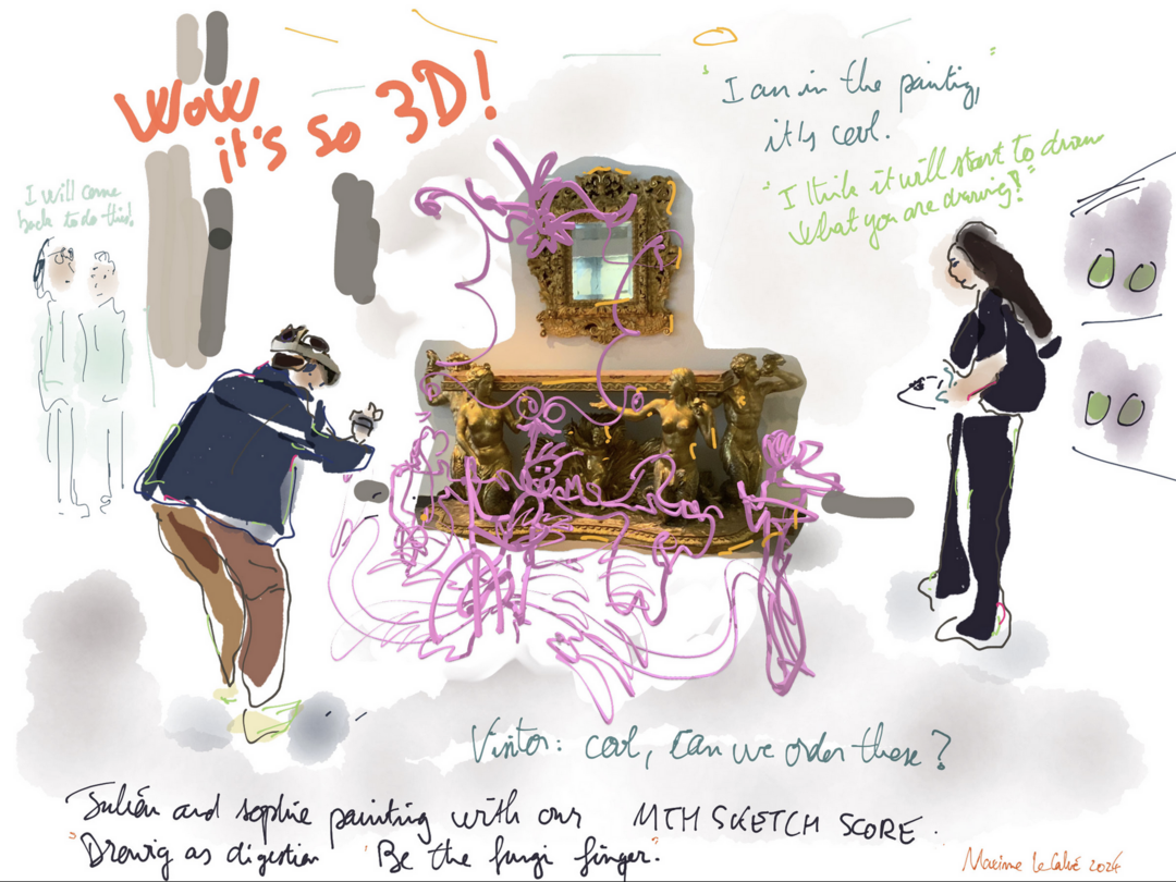 Maxime Le Calvé, Sketching at Kunstgewerbemuseum, More-Than-Human Sketching 2.0 Workshop, 2024. Copyright: Maxime Le Calvé
