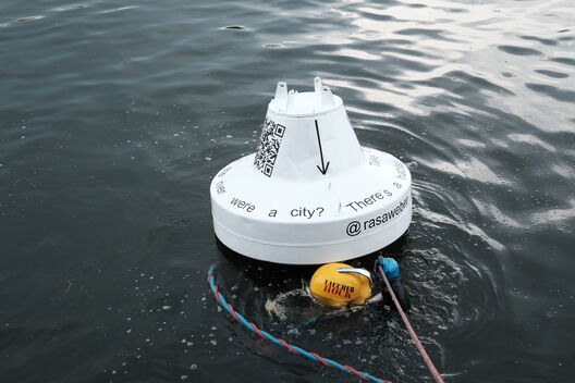 What if the Ocean Were a City?, Placement of Buoy, Rasa Weber, re:future lab, ＿matter Festival 2025. Photo: Rasa Weber
