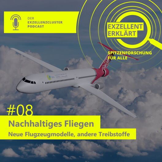 Podcast »Exzellent erklärt«, Episode 8: »Nachhaltiges Fliegen«. Copyright: SE²A Braunschweig & Exzellent erklärt

