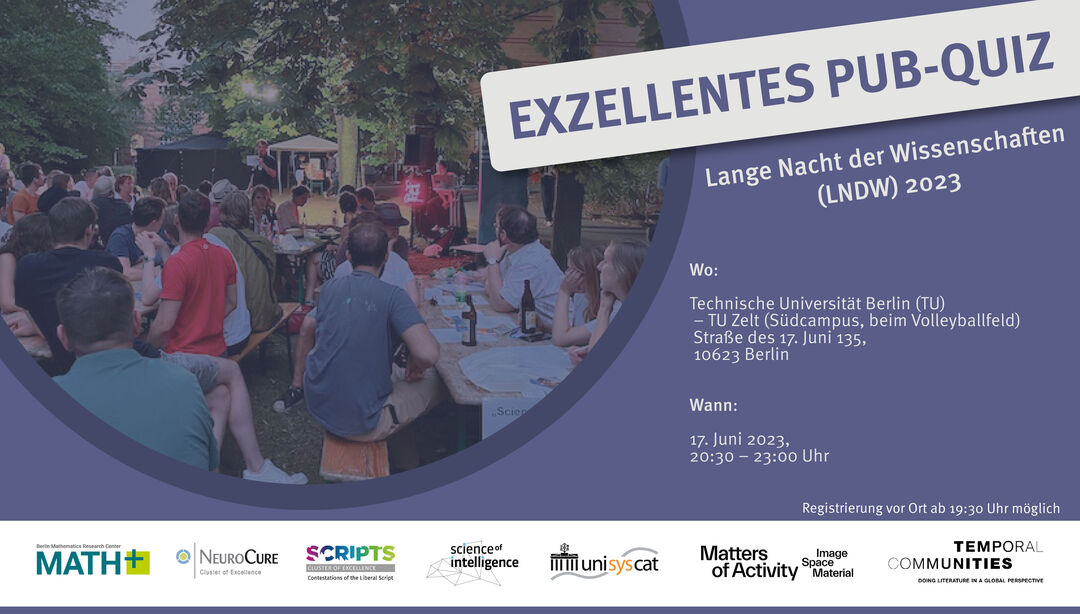 Poster Exzellentes Pub-Quiz, Long Night of the Sciences 2023, designed by Neurocure. Copyright: Neurocure.
