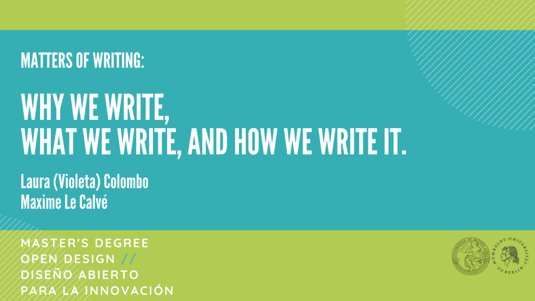 Matters of Writing. Copyright: Matters of Activity
