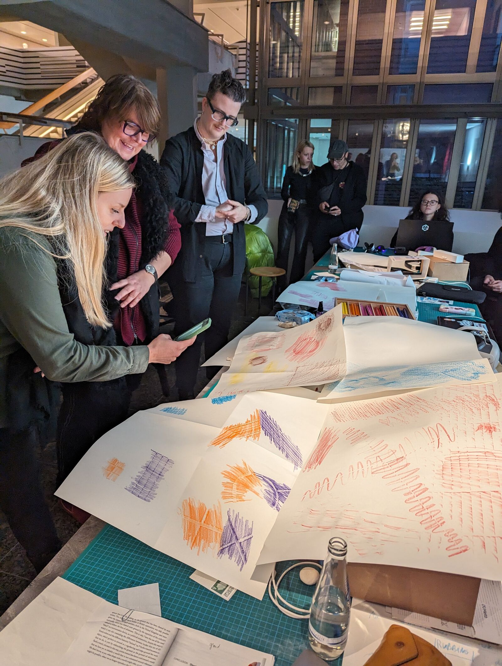 Claudia, Lin & Ren enjoying the results of the rubbing during the final public workshop session on the Friday afternoon