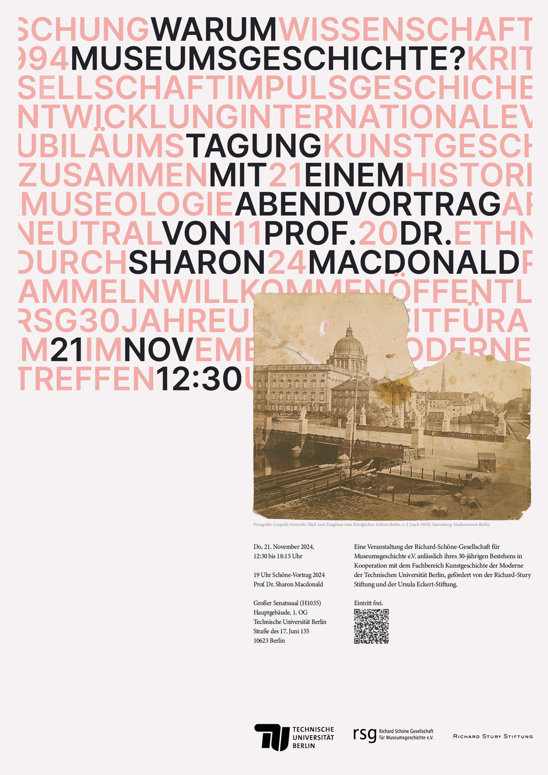 Plakat »Warum Museumsgeschichte?«. Grafik: Dominic Eger Domingos
