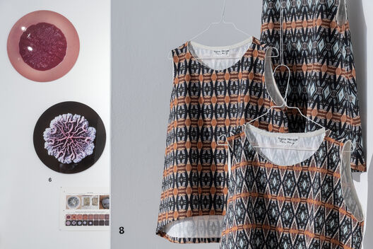 Fermenting Textiles, Exhibition, Adama Séré, Laurence Douny, Regine Hengge, Pauline Agustoni, Satomi Minoshima, Art Laboratory Berlin, ＿matter Festival 2025. Photo: Michael Pfisterer
