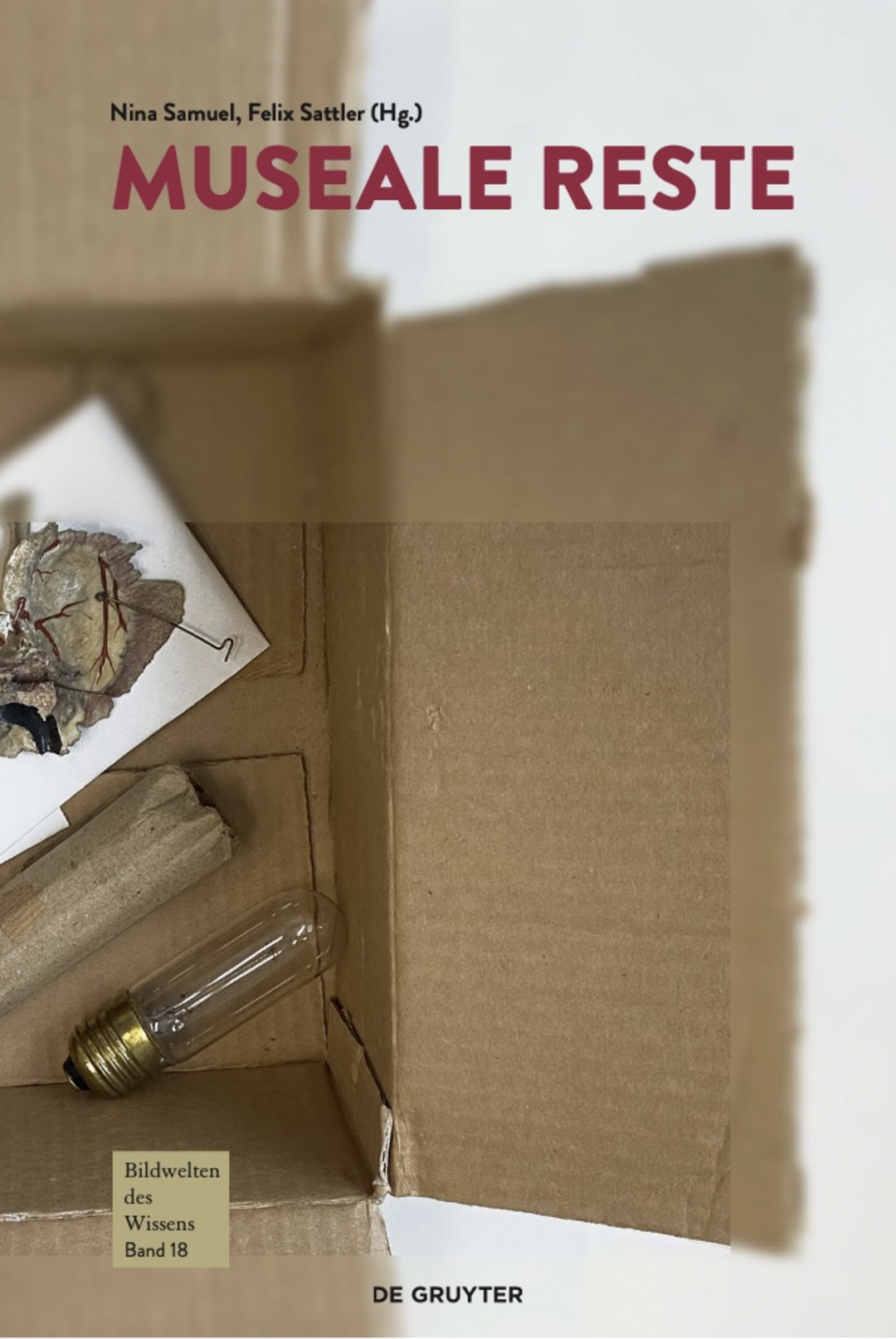 Cover Museale Reste, ed. by Nina Samuel and Felix Sattler, De Gruyter 2023. Copyright: De Gruyter
